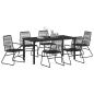 Preview: 7-teiliges Garten Essbereich Set Schwarz PVC Rattan