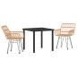 Preview: 3-teiliges Garten-Essset Braun Poly Rattan