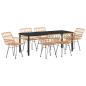 Preview: ARDEBO.de - 7-teiliges Garten-Essenset Braun Poly-Rattan