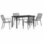Preview: 5-teiliges Garten-Esszimmer-Set Anthrazit Stahl