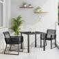 Preview: ARDEBO.de - 3-teiliges Garten-Essset Schwarz Poly-Rattan