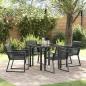 Preview: ARDEBO.de - 5-teiliges Garten-Essenset Schwarzes Poly-Rattan
