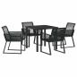 Preview: 5-teiliges Garten-Essenset Schwarzes Poly-Rattan