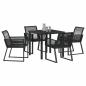 Preview: 5-teiliges Garten-Essenset Schwarzes Poly-Rattan