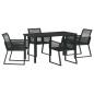 Preview: 5-teiliges Garten-Esszimmer-Set Schwarz Poly-Rattan