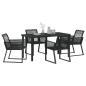 Preview: 5-teiliges Garten-Esszimmer-Set Schwarz Poly-Rattan