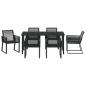 Preview: 7-teiliges Garten-Essset Schwarz Poly-Rattan