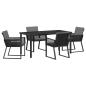 Preview: 5-teilige Garten Esszimmer Set mit Kissen Schwarz Poly Rattan