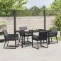 Preview: 5-teilige Garten Esszimmer Set mit Kissen Schwarz Poly Rattan