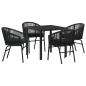 Preview: 5-teiliges Garten-Essset Schwarz Poly-Rattan
