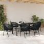 Preview: 7-teiliges Gartenset in Schwarz Poly Rattan