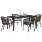 Preview: 5-tlg. Garten-Esszimmer-Set Braunes Poly-Rattan