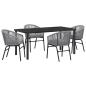 Preview: 5-teiliges Garten-Esszimmer-Set Grau Poly Rattan