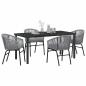Preview: 5-teiliges Garten-Esszimmer-Set Grau Poly Rattan