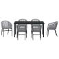 Preview: 7-teiliges Garten-Esszimmer-Set Grau Poly Rattan