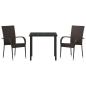 Preview: 3-teiliges Garten-Ess-Set Braun Poly-Rattan