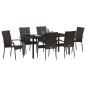 Preview: 7-teiliges Gartentischset Braun Poly-Rattan