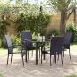 Preview: ARDEBO.de - 5-teiliges Garten-Esszimmer-Set Schwarz Poly-Rattan