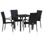 Preview: 5-teiliges Garten-Esszimmer-Set Schwarz Poly-Rattan
