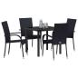 Preview: 5-teiliges Garten-Esszimmer-Set Schwarz Poly-Rattan