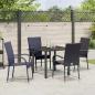 Preview: 5-teiliges Garten-Esszimmer-Set Schwarz Poly-Rattan
