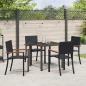 Preview: ARDEBO.de - 5-teiliges Garten-Esszimmer-Set Schwarzes Poly-Rattan