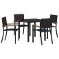 Preview: 5-teiliges Garten-Esszimmer-Set Schwarzes Poly-Rattan