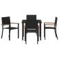 Preview: 5-teiliges Garten-Esszimmer-Set Schwarzes Poly-Rattan