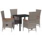 Preview: 5-teiliges Garten-Esszimmer-Set mit Kissen Graue Poly-Rattan