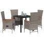 Preview: 5-teiliges Garten-Esszimmer-Set mit Kissen Graue Poly-Rattan