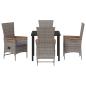Preview: 5-teiliges Garten-Esszimmer-Set mit Kissen Graue Poly-Rattan