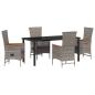 Preview: 5-teiliges Garten-Dining-Set mit Kissen Grau Poly-Rattan