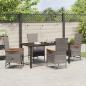 Preview: 5-teiliges Garten-Dining-Set mit Kissen Grau Poly-Rattan