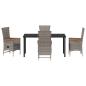 Preview: 5-teiliges Garten-Dining-Set mit Kissen Grau Poly-Rattan