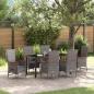 Preview: ARDEBO.de - 7-teiliges Garten-Esszimmer-Set mit Kissen Grau Poly-Rattan