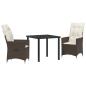 Preview: 3-teiliges Garten-Esszimmer-Set mit Kissen Braun Poly Rattan