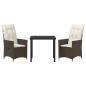Preview: 3-teiliges Garten-Esszimmer-Set mit Kissen Braun Poly Rattan