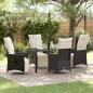 Preview: ARDEBO.de - 5-teiliges Garten-Dining-Set mit Kissen in Schwarz aus Poly-Rattan