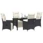Preview: 5-teiliges Garten-Dining-Set mit Kissen in Schwarz aus Poly-Rattan