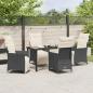 Preview: 5-teiliges Garten-Dining-Set mit Kissen in Schwarz aus Poly-Rattan