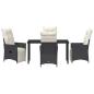 Preview: 5-teiliges Garten-Dining-Set mit Kissen in Schwarz aus Poly-Rattan