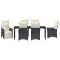 Preview: 7-teiliges Garten-Esszimmer Set mit Kissen Schwarz Poly-Rattan
