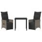 Preview: 3-teiliges Garten-Esszimmer-Set mit Kissen Grau Polyrattan