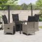 Preview: Garten-Essgruppe mit Kissen Grau Poly-Rattan