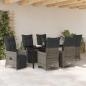 Preview: 7-teiliges Garten-Esszimmer-Set mit Kissen Grau Poly-Rattan