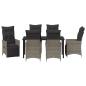 Preview: 7-teiliges Garten-Esszimmer-Set mit Kissen Grau Poly-Rattan