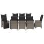 Preview: 9-teiliges Garten-Ess-Set mit Kissen Grau Poly-Rattan