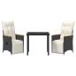 Preview: 3-teiliges Garten-Essenset mit Kissen Schwarz Poly-Rattan
