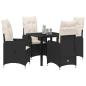 Preview: 5-teiliges Garten-Esstisch-Set mit Kissen Schwarz Poly-Rattan