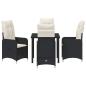 Preview: 5-teiliges Garten-Esstisch-Set mit Kissen Schwarz Poly-Rattan